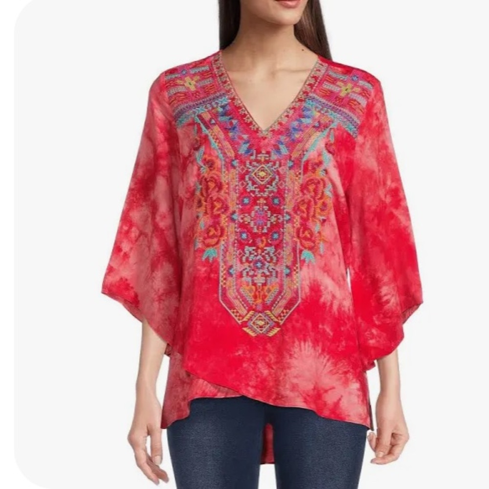 Calessa Ladies Size Large Top Embroidered Tunic Cottage Core